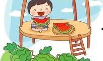 亭子里吃瓜,瓜香四溢，共享悠闲时光